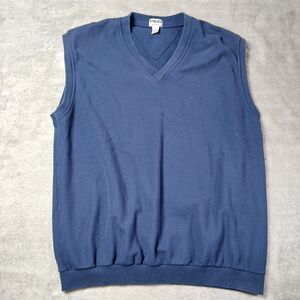 Vtg Ping Mens L Large Blue Made in USA V-Neck Sweater Vest Golf Old Money Preppy